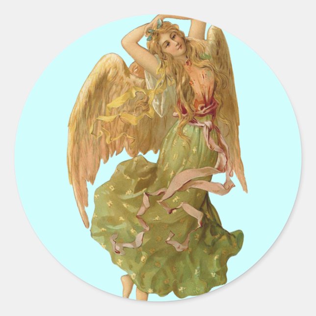 Christmas Angel Classic Round Sticker (Front)