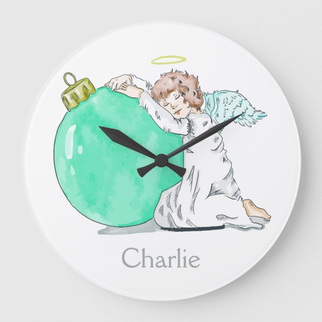 Christmas Angel custom name wall clocks (Front)