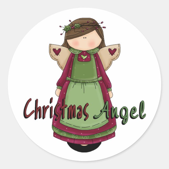 Christmas Angel D1 Design Classic Round Sticker (Front)
