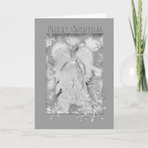 Christmas - Angel Decoration - Grey Silver Holiday Card