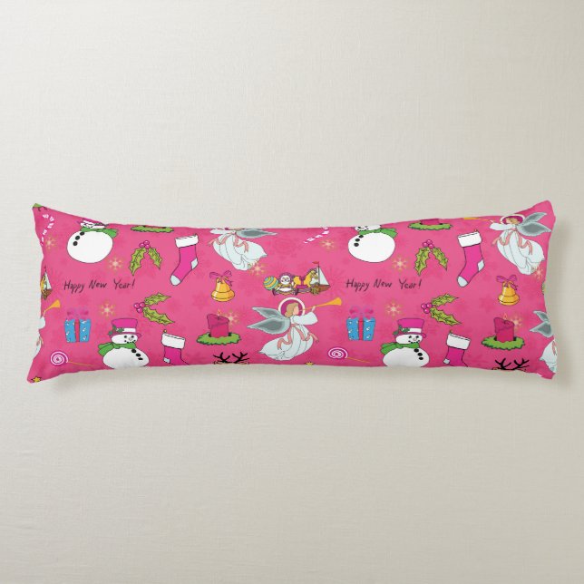 Christmas angel,deer and snowman body cushion (Front)