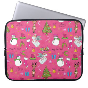 Christmas angel,deer and snowman laptop sleeve