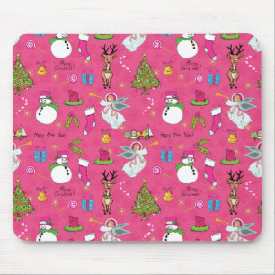 Christmas angel,deer and snowman mouse mat