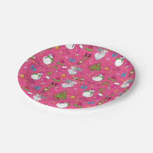 Christmas angel,deer and snowman paper plate