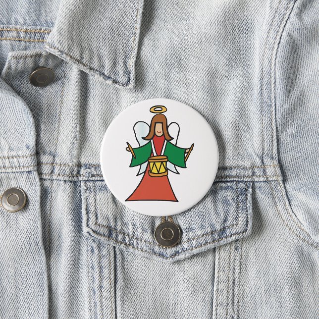 Christmas Angel Drummer Holiday Music Design  7.5 Cm Round Badge (Creator Uploaded)