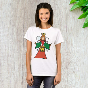 Christmas Angel Drummer Holiday Music Design  T-Shirt
