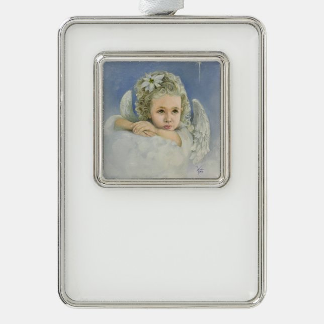 Christmas Angel Framed Silver Plated Framed Ornament (Front)