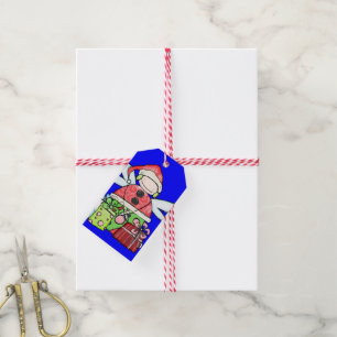 Christmas Angel Gift Tags Santa Blue 