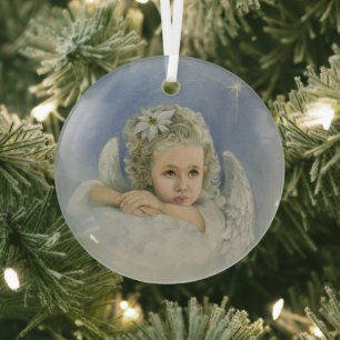 Christmas Angel  Glass Tree Decoration