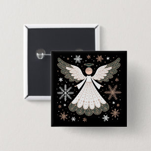 Christmas Angel Glitter Christian Xmas Religious 15 Cm Square Badge