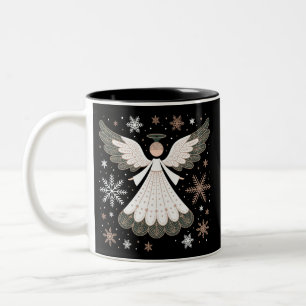 Christmas Angel Glitter Christian Xmas Religious Two-Tone Coffee Mug