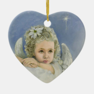 Christmas Angel Heart Ceramic Tree Decoration