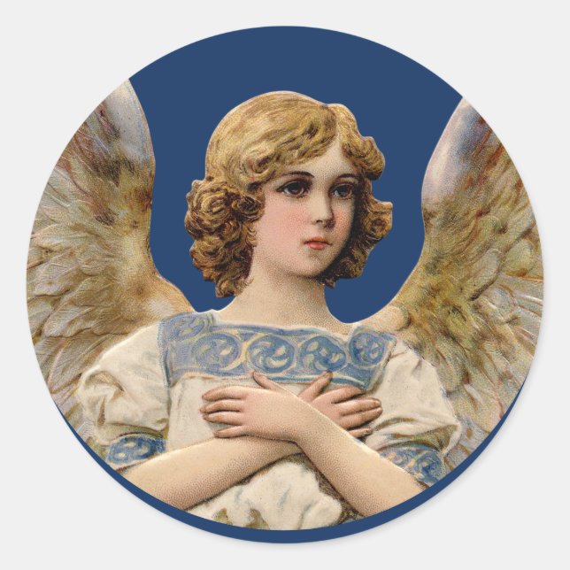 Christmas Angel Holiday Card Envelope Seal Vintage (Front)