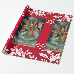 Christmas Angel Holly COLLAGE wrapping paper