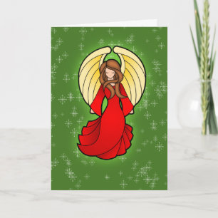 Christmas Angel in Red Holiday Card