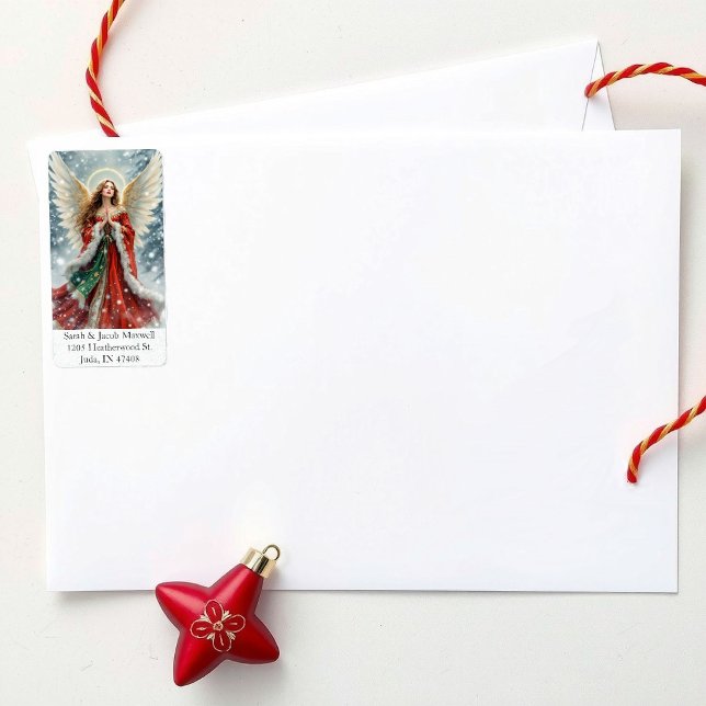 Christmas Angel in Snow Custom Return Address Label (Creator Uploaded)