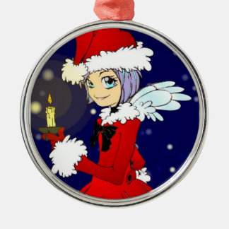 Christmas Angel kawaii candle light round ornament