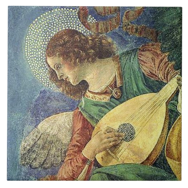 CHRISTMAS ANGEL MAKING MUSIC  TILE (Front)