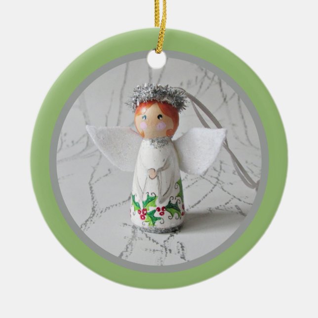 Christmas Angel Memorial Ceramic Tree Decoration (Front)