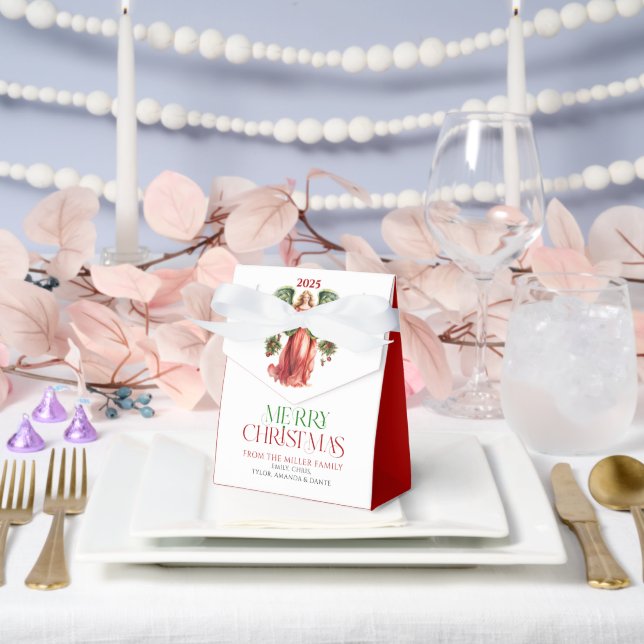 Christmas Angel Merry Christmas Festive Typography Favour Box (Wedding)