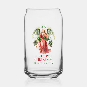 Christmas Angel Merry Christmas Typography  Can Glass