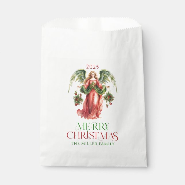 Christmas Angel Merry Christmas Typography  Favour Bags (Front)