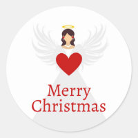 Christmas Angel Modern Red White Elegant Wings