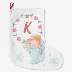 Christmas Angel Monogram Large Christmas Stocking