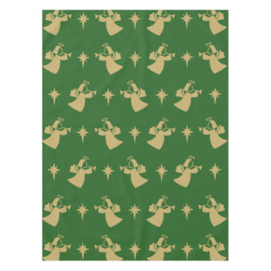 Christmas Angel Nativity Star Green Gold Tablecloth