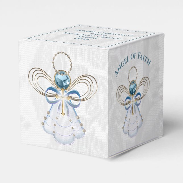 Christmas Angel of Faith Blue Filigree and Lace Favour Box (Front Side)