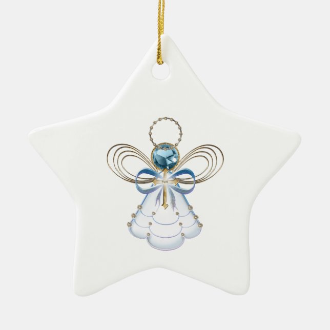 Christmas Angel of Faith Ceramic Tree Decoration (Front)
