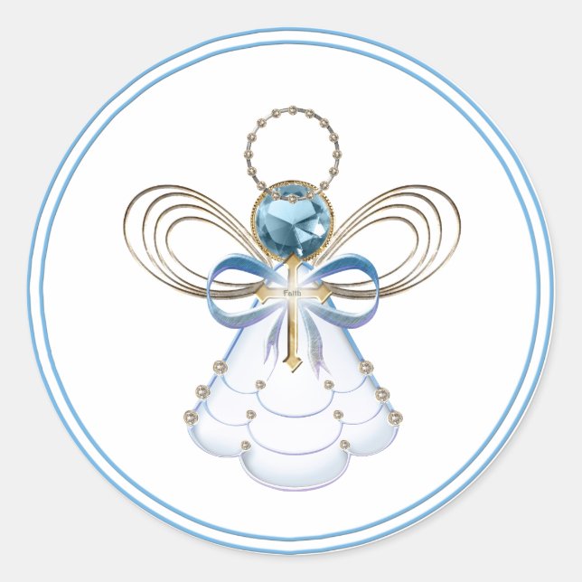 Christmas Angel of Faith Classic Round Sticker (Front)