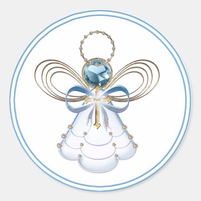Christmas Angel of Faith Classic Round Sticker (Front)