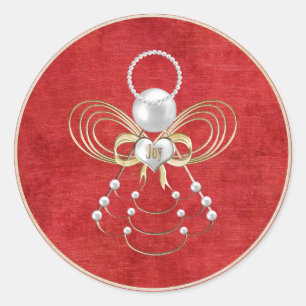 Christmas Angel of Joy - Red Classic Round Sticker