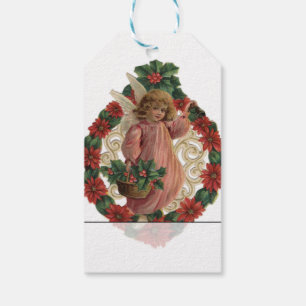Christmas angel on Wreath of Holly Gift Tags