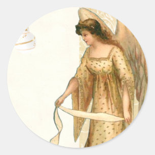 Christmas Angel & Ornaments  Classic Round Sticker