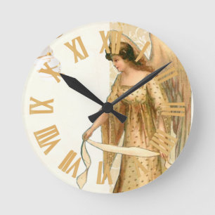 Christmas Angel & Ornaments  Round Clock