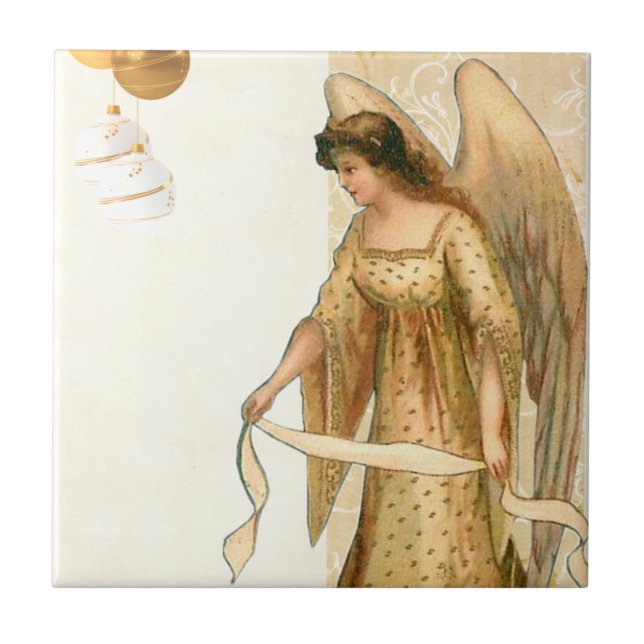Christmas Angel & Ornaments   Tile (Front)