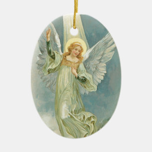 Christmas Angel - oval Ceramic Tree Decoration