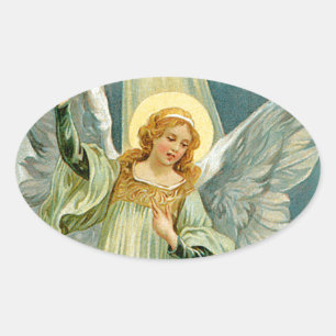 Christmas Angel Oval Sticker