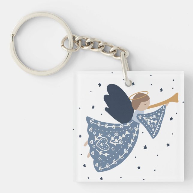 Christmas Angel Peace on Earth Holiday Heartfelt Key Ring (Front)
