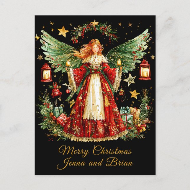 Christmas Angel personalized Holiday Postcard (Front)