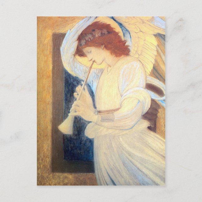 Christmas Angel Postcards Burne-Jones Gold White (Front)