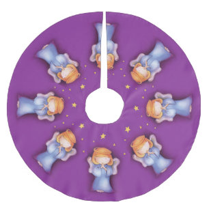 Christmas angel pray purple christmas tree skirt