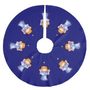 Christmas angel praying blue christmas tree skirt