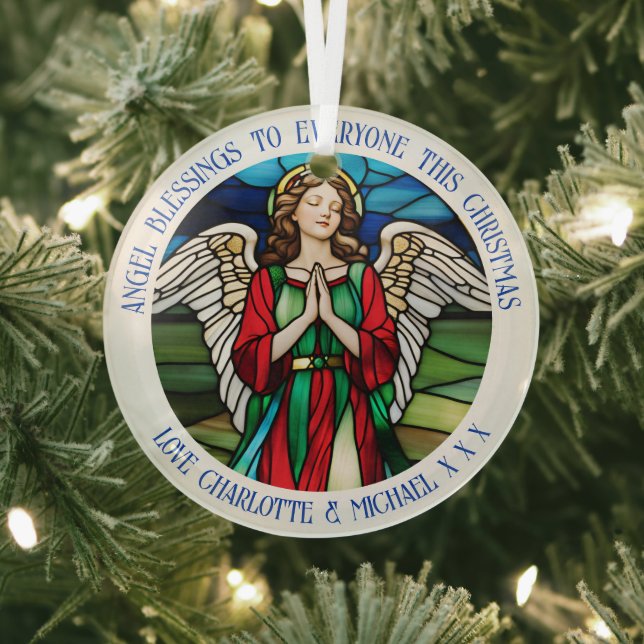 Christmas Angel Red And Green Stained  Glass Tree Decoration (Insitu)
