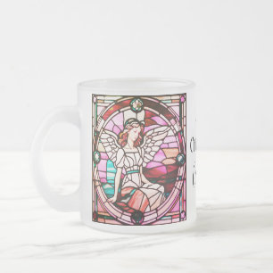 Christmas Angel Red Stained Glass Window Frosted Glass Coffee Mug