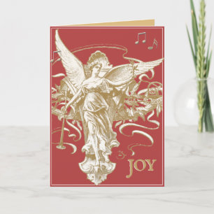 Christmas Angel Red Vintage Holiday Card