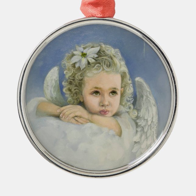 Christmas Angel Round Metal Tree Decoration (Front)