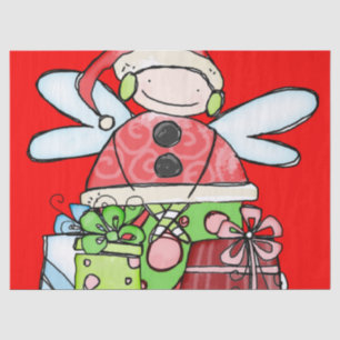 Christmas Angel Santa Angel Tissue Paper Red